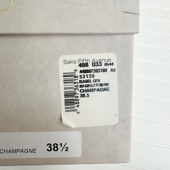 Jimmy Choo Isabel Champagne Glitter Peep Toe Pumps 38.5 Bridal Wedding Heel - Picture 10 of 12